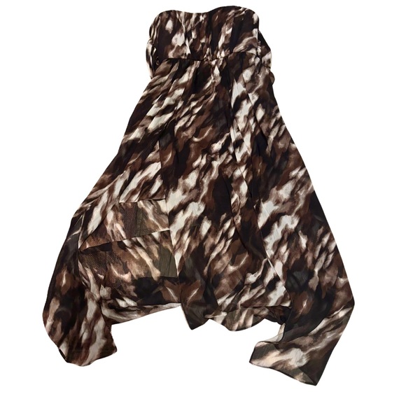 Max and Cleo Elegant Strapless Brown Patterned Dress - Picture 2 of 4